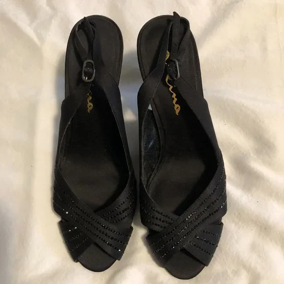 Nina Black Slingback, Dress Shoes size 9M - Picture 2 of 7
